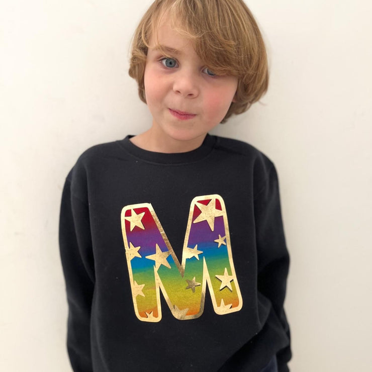 Shiny Star Initial/Number Kids Sweater