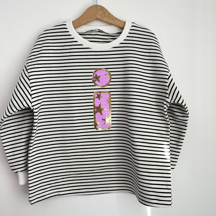 Shiny Star Initial/Number Striped Slouch kids Sweater/Dress