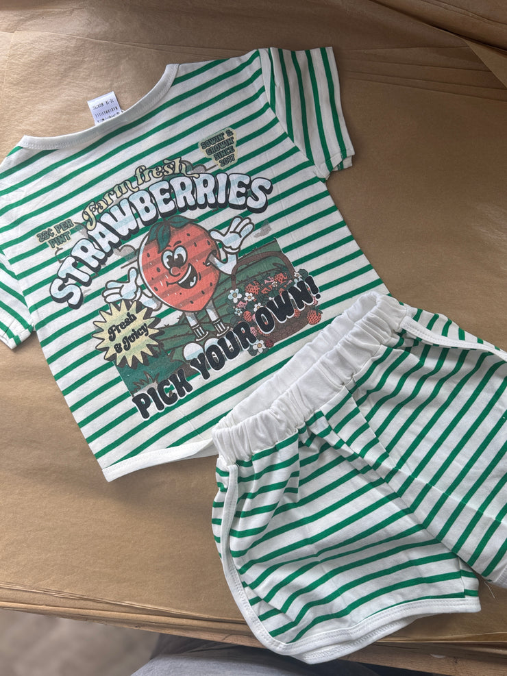 12-18 months Farm fresh Strawberry green stripe set