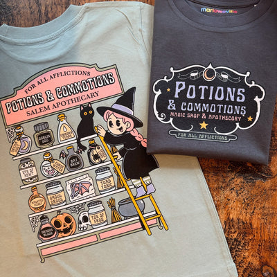 Potions and commotions (adult & Kids) organic t-shirt
