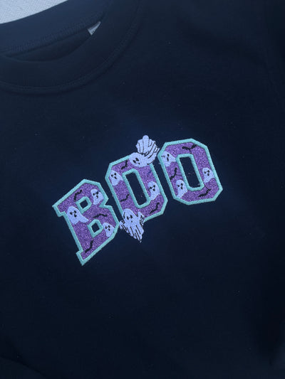 9-10 years navy boo appliqué sweater