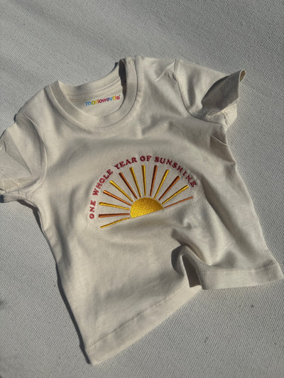 1st birthday sunshine t-shirt- (age) 1 whole year of sunshine