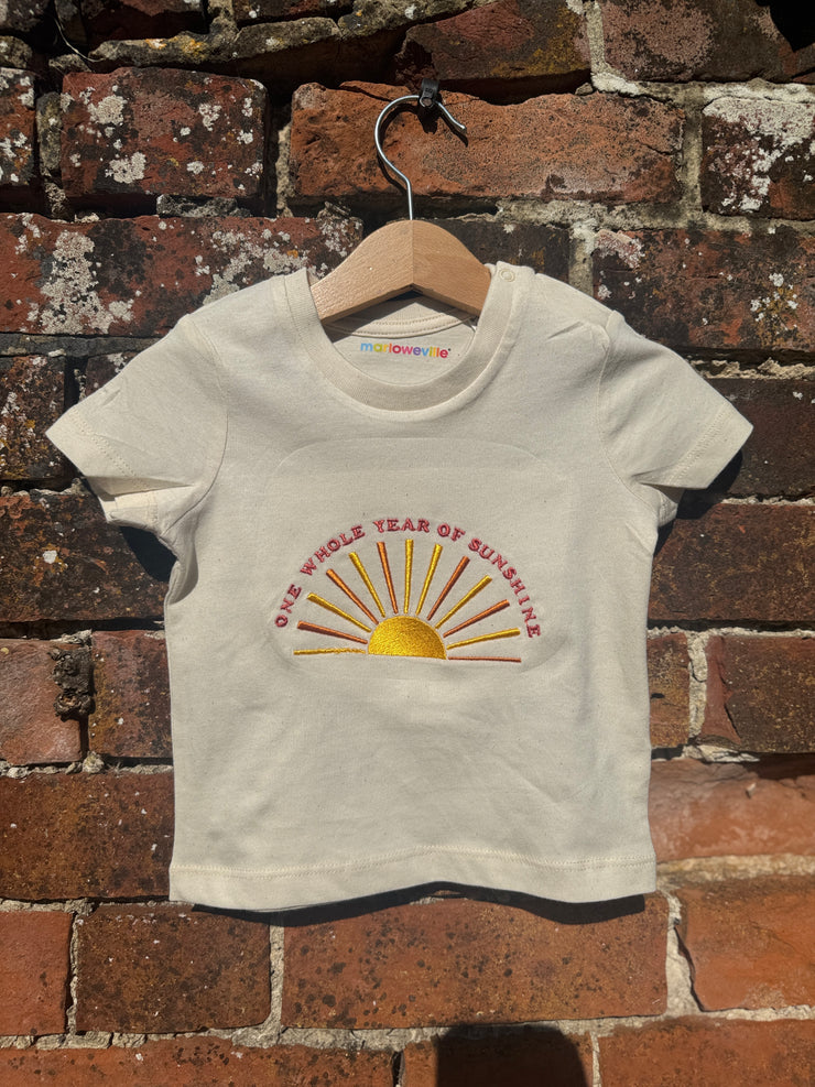 1st birthday sunshine t-shirt- (age) 1 whole year of sunshine