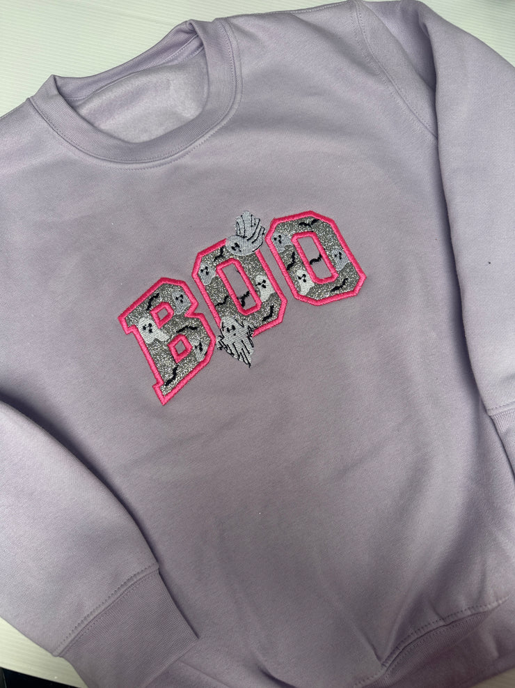 7-8 years boo appliqué lilac sweater