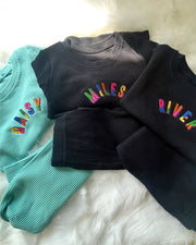 £10 Personalised embroidered Cosy loungewear Set - Ribbed