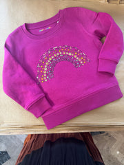 3/4 years PRE-MADE- smiley rainbow organic sweater
