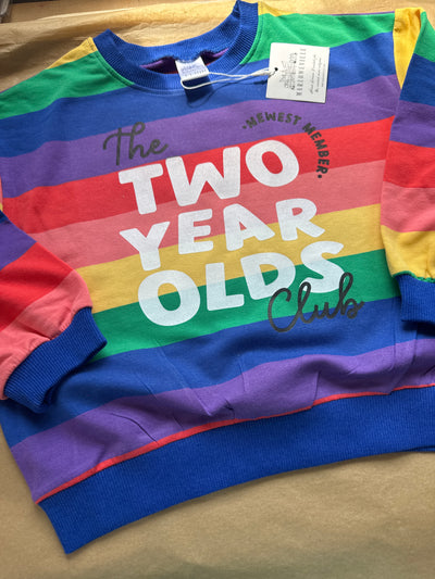 2/3 years PRE-MADE two year olds club rainbow jumper