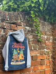 Happy Campers club denim hooded jacket
