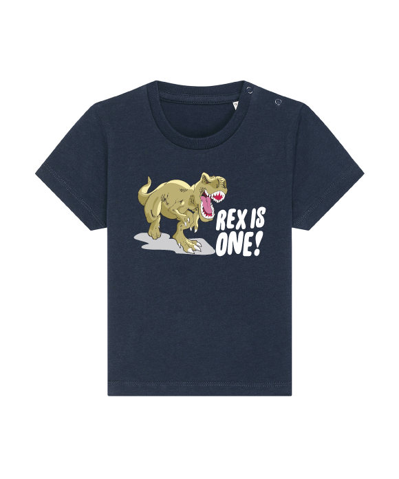 navy 1st birthday t-rex t-shirt