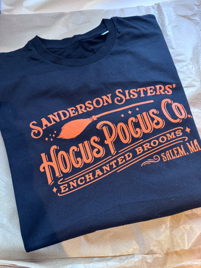 SMALL PRE-MADE hocks pocus black short sleeved tshirt