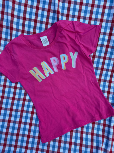 3/4 years girls fit Happy pink tee