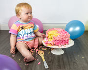 One club pastel rainbow first birthday T-shirt