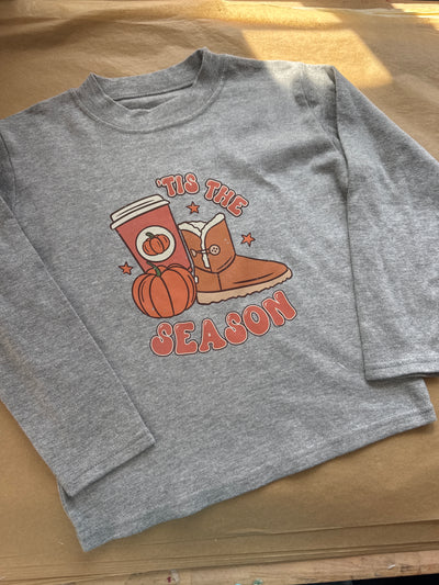 3/4 years/ PRE-MADE- tis the season grey long sleeve tshirt