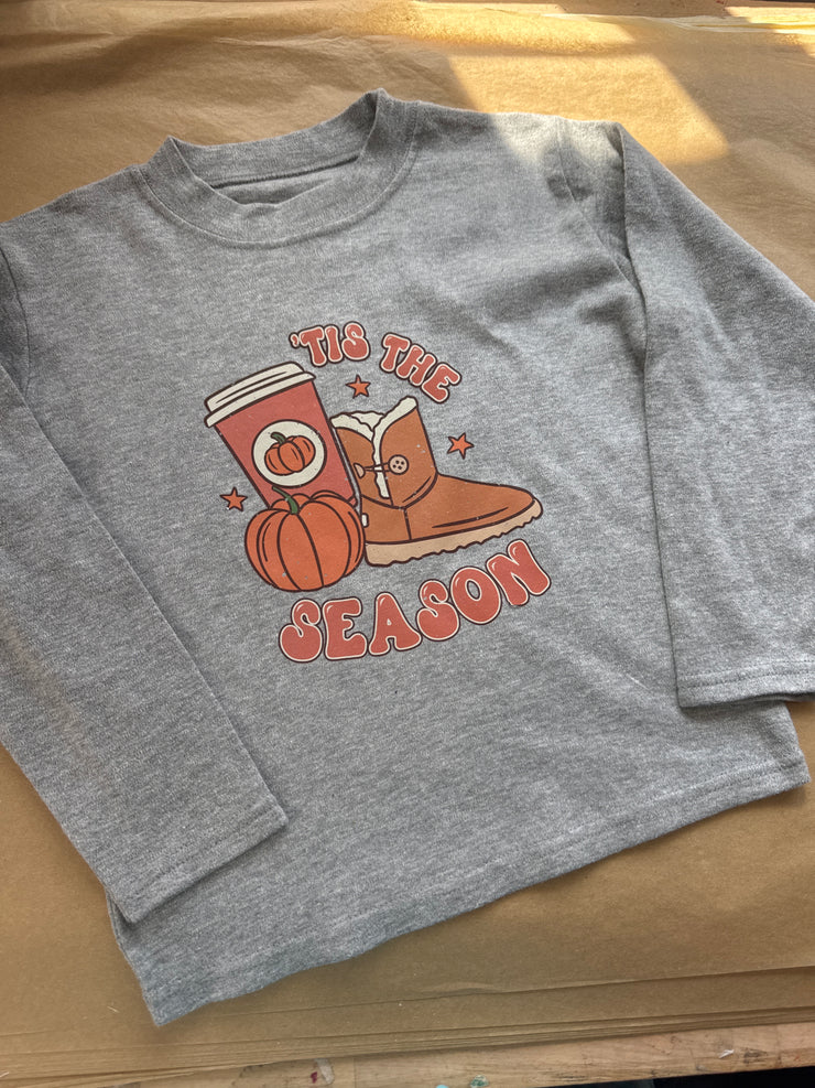3/4 years/ PRE-MADE- tis the season grey long sleeve tshirt