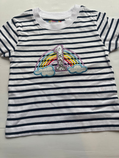 12/18 months 1st birthday appliqué rainbow stripes