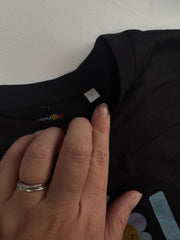 Cool mums club cropped black t-shirt size L (uk 12)