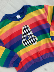 Pastel and bright birthday number applique rainbow jumper