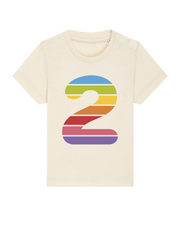 cream 2nd birthday rainbow t-shirt