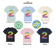 rainbow 2nd birthday organic t-shirts