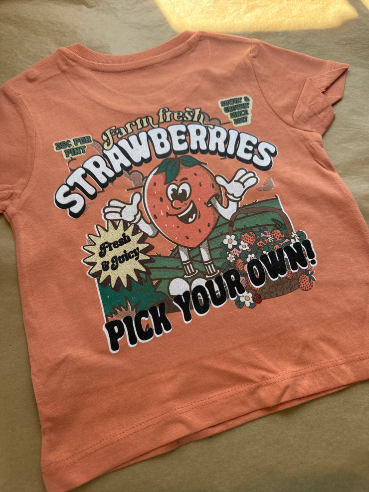 12/18 months- PRE-MADE farm fresh strawberries organic tee