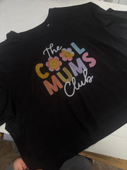 Cool mums club cropped black t-shirt size L (uk 12)