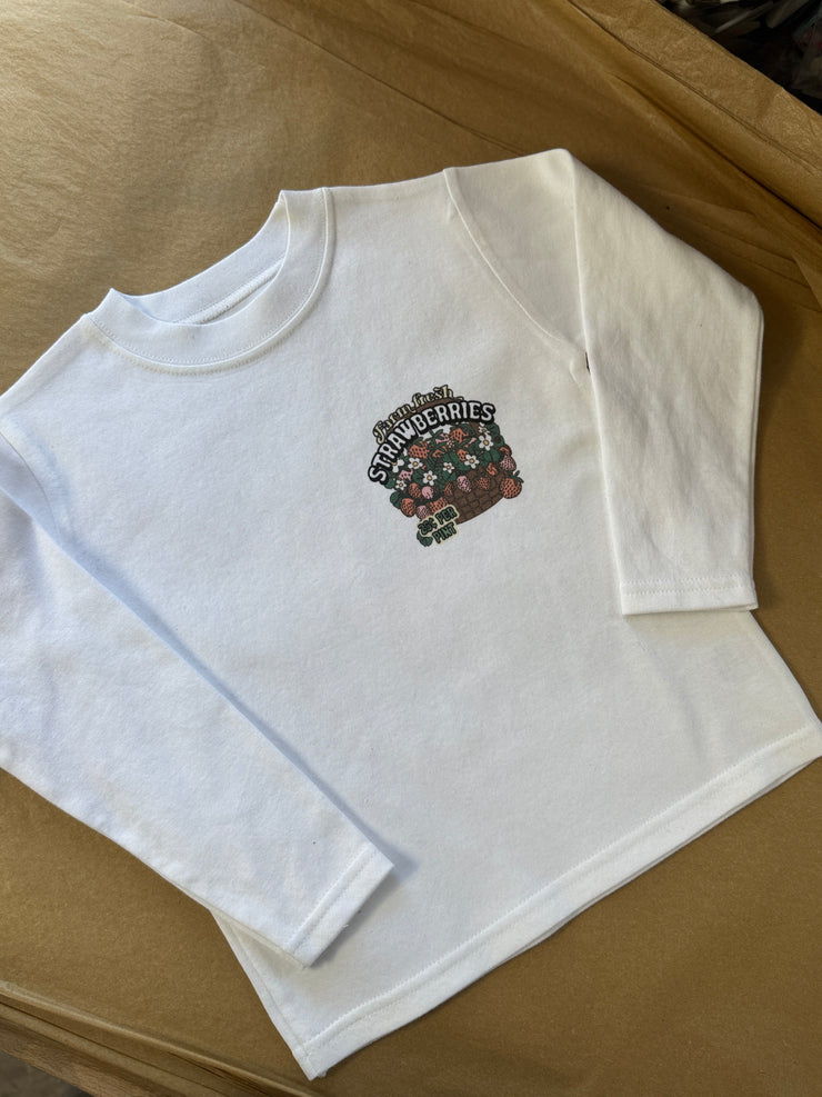 1-2 years white long sleeve strawberry tee