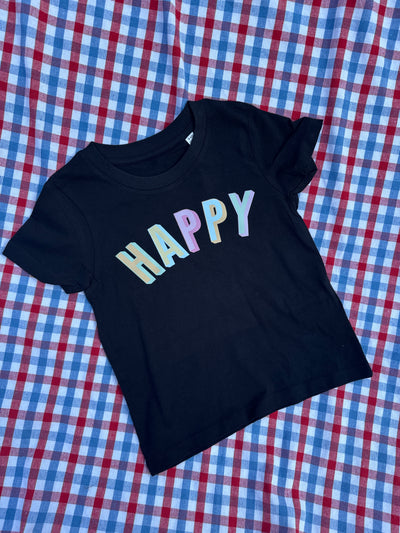 3-4 years happy black tee