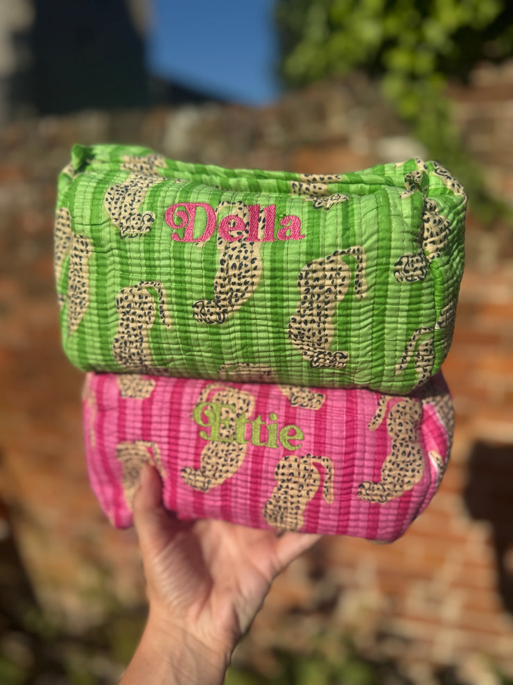 Quilted handmade cotton make up/ toiletry organiser bags