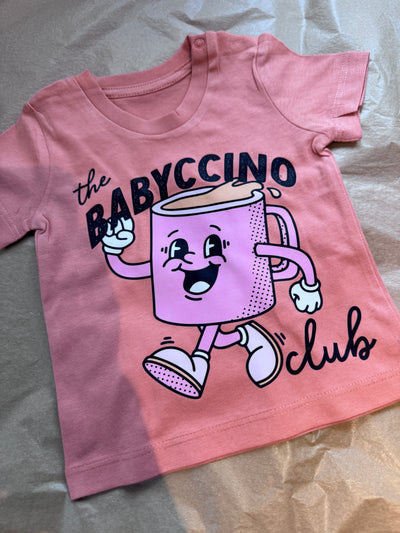 0/6 months- PRE-MADE volcano babyccino tshirt