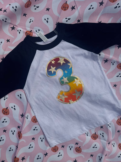 3 shiny star raglan
