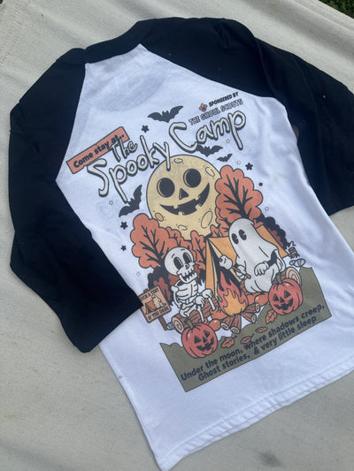 6-8 years spooky camp raglan misfit