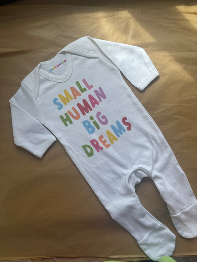 0-3 months Small human big dreams romper