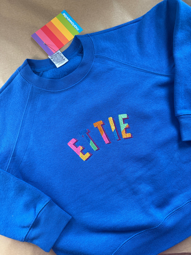 CLEARANCE Embroidered rainbow name