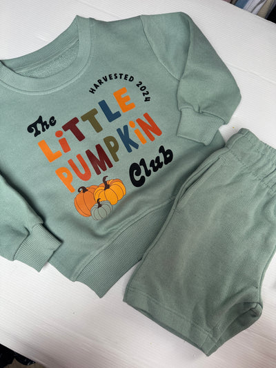 Pumpkin club 2024 sage sweater + shorts set