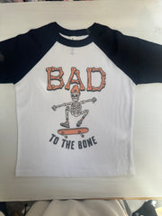 3-4 years Bad to the bone black raglan