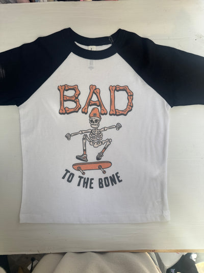 3-4 years Bad to the bone black raglan