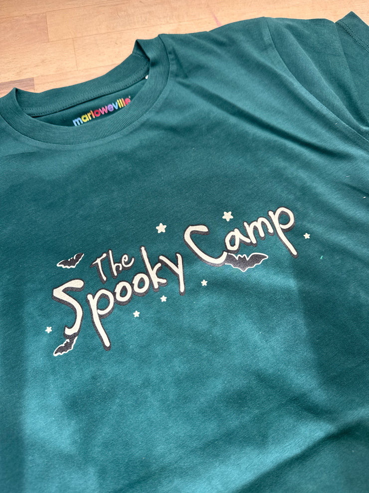 9/11 years PRE-MADE spooky camp glazed green tee