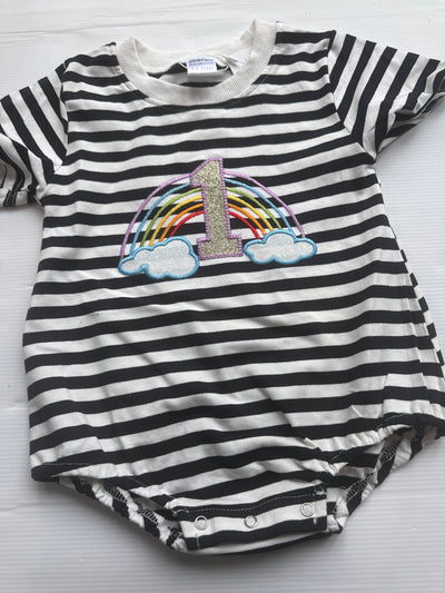 1/2 years aplique rainbow 1 embroidered romper MISFIT