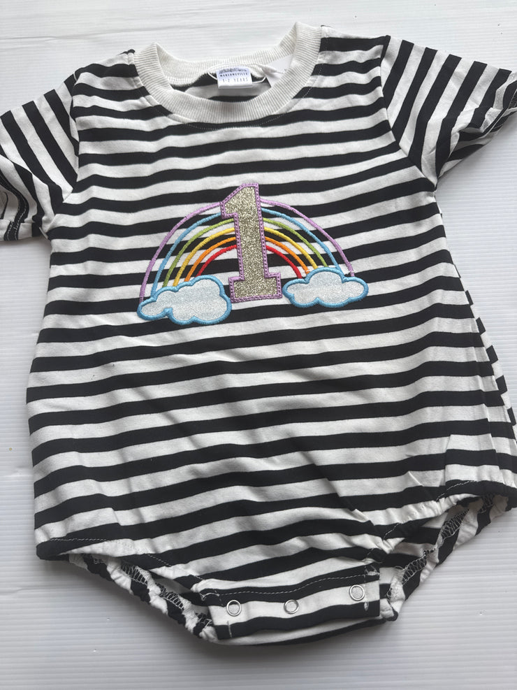 1/2 years aplique rainbow 1 embroidered romper MISFIT