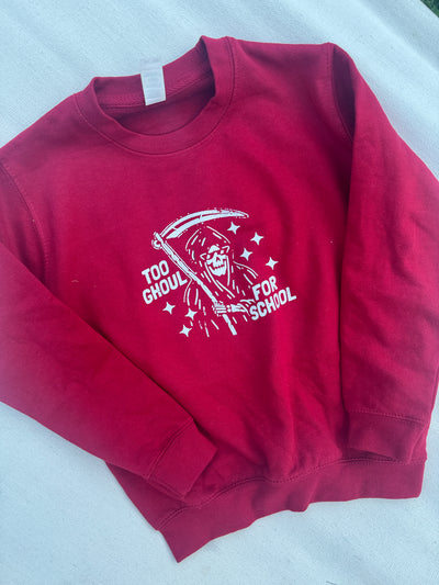 7-years Too ghoul for school red sweater