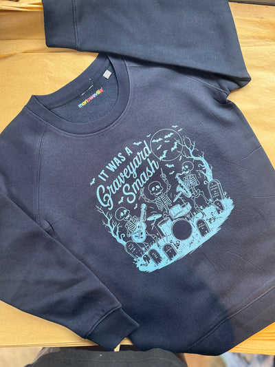 7-8 years Halloween graveyard smash sweater