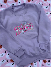 7-8 years boo appliqué lilac sweater