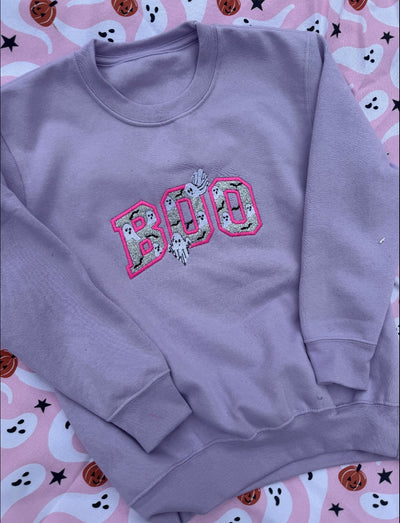 7-8 years boo appliqué lilac sweater