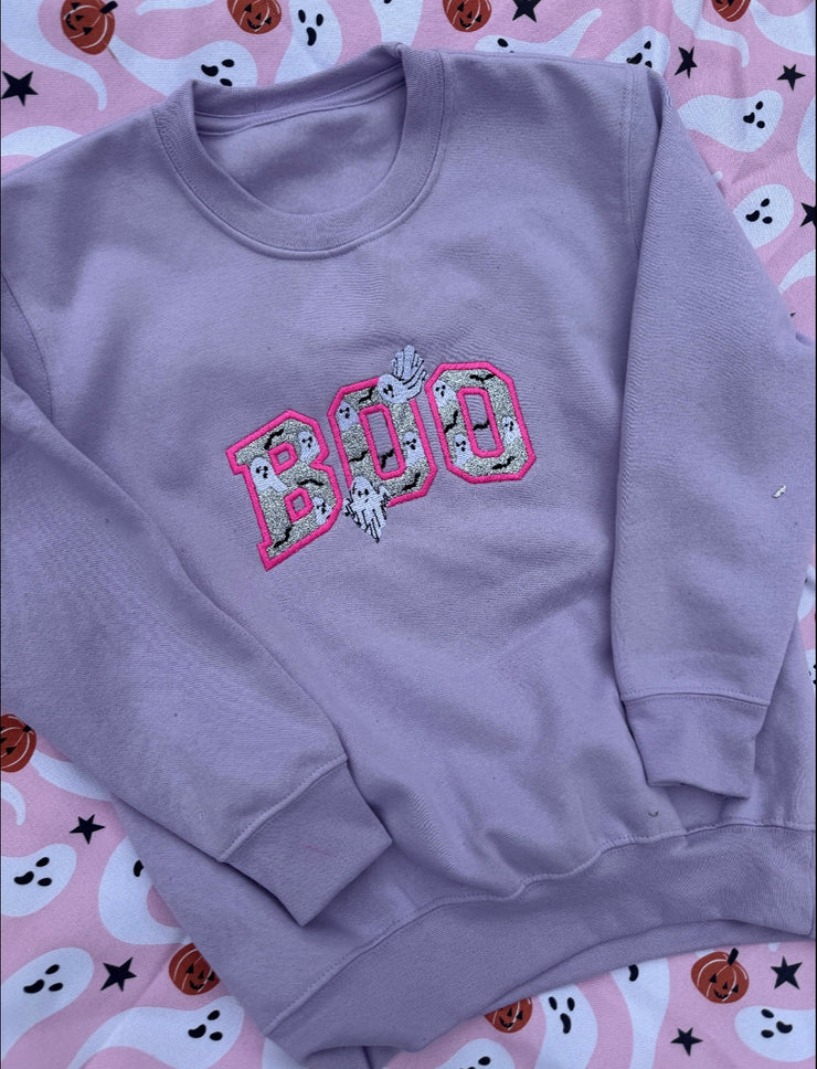 7-8 years boo appliqué lilac sweater