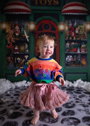 Merry & bright embroidered Rainbow Kids Jumper