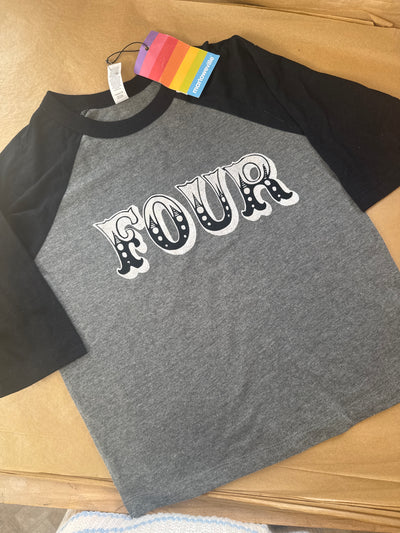 4-5 years Four circus birthday raglan