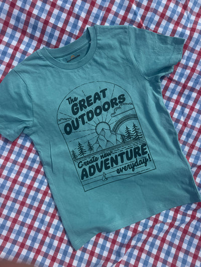 7-8 years Great outdoors teal tee