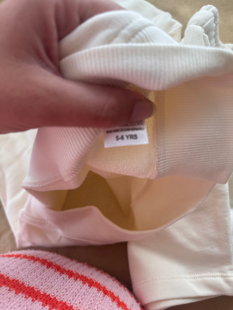 5-6 years Will work for berries sweatshirt and short set cream