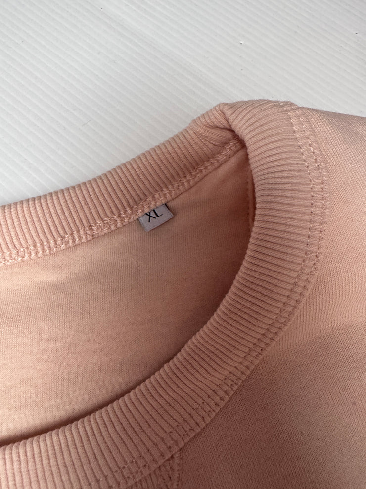Light dusky pink adults XL (16/18) brain has too many tabs sweater