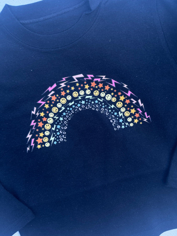 2-3 years Black long sleeve rainbow tee